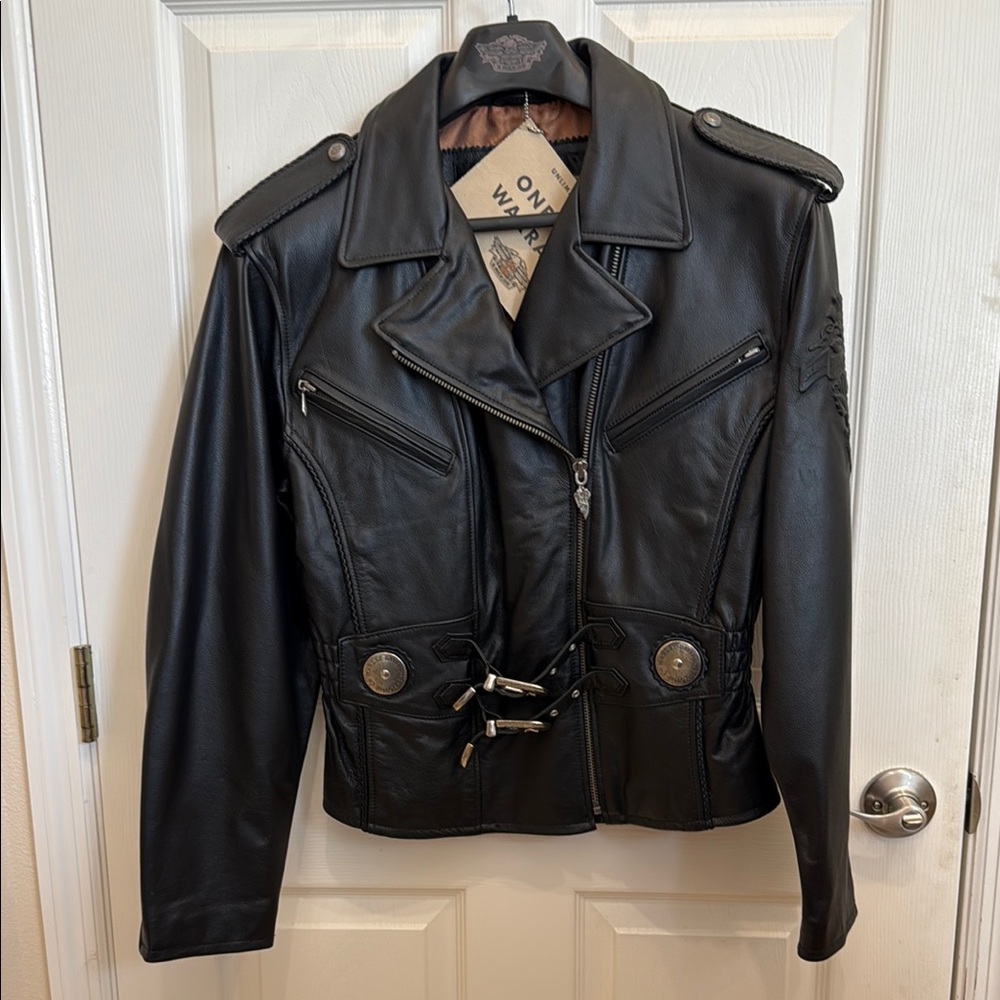 Harley-Davidson Black Leather Jacket with Asymmetrical Zipper